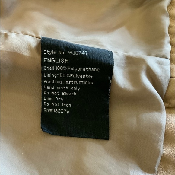 Women’s Tan Faux Leather Moto Jacket, Lined Size M By Lock And Love, Very Nice! - Picture 9 of 10